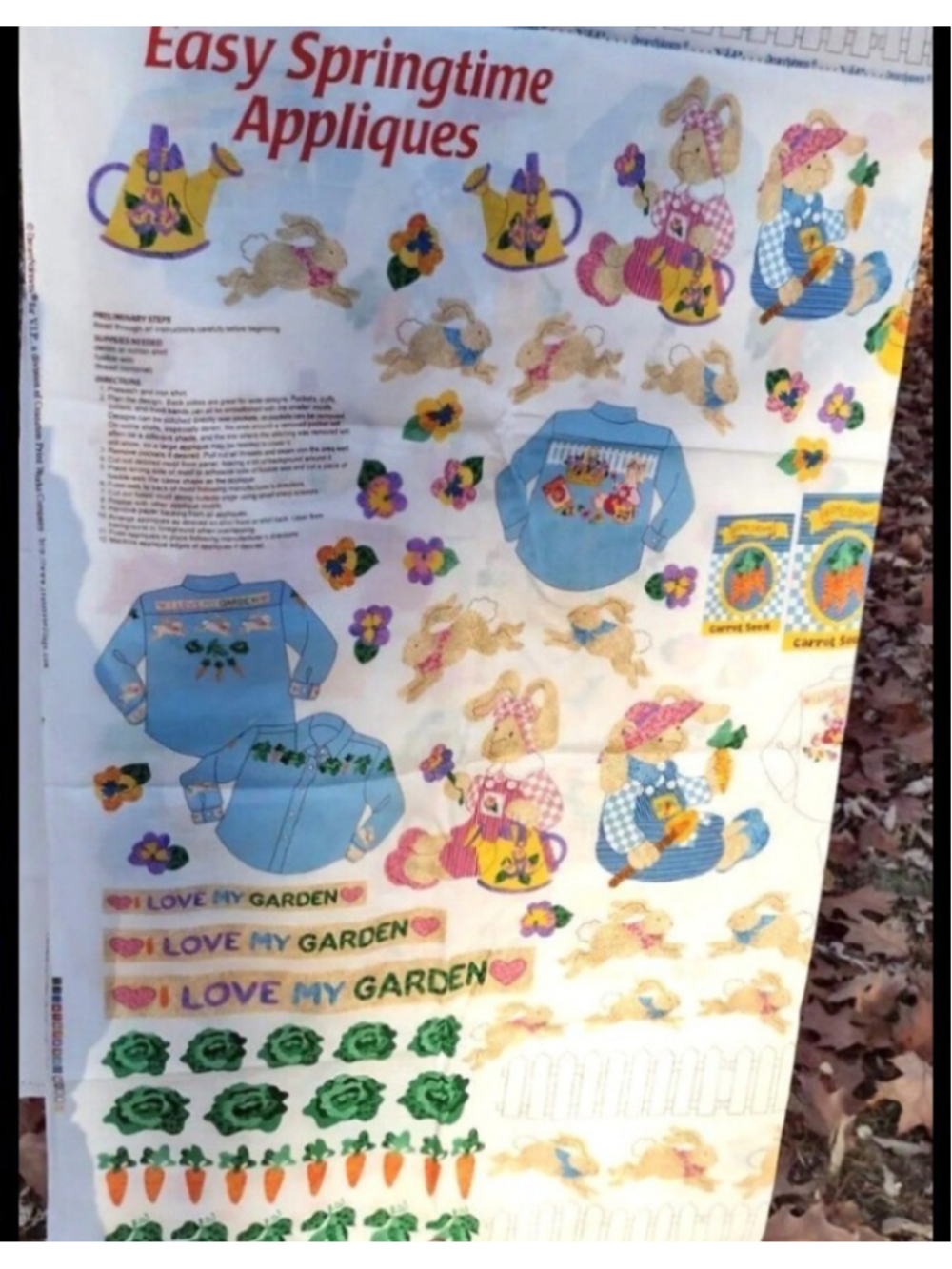 Cranston fabric panel Appliques Spring Bunny Gardening